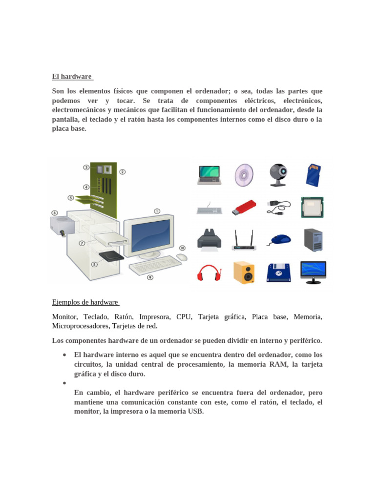 El Hardware y Software | PDF | Hardware de la computadora | Periférico