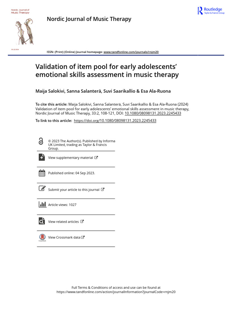 Validation of Item Pool For Early Adolescents Emotional Skills ...