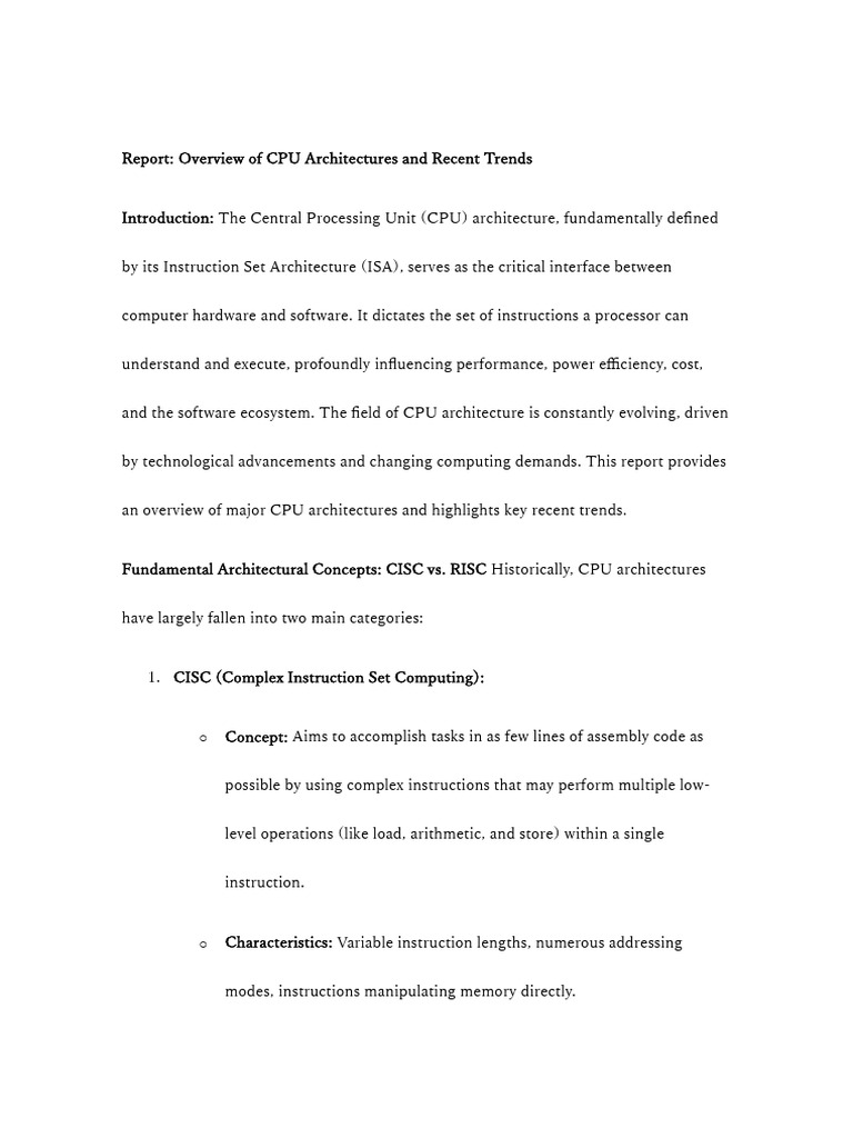 Overview of CPU Architectures Trends | PDF | Central Processing Unit ...