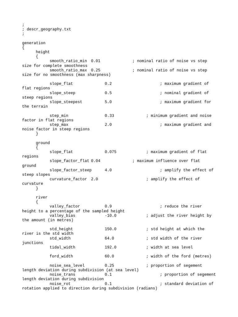 Terrain Generation Parameters Guide | PDF | Sand | Mud