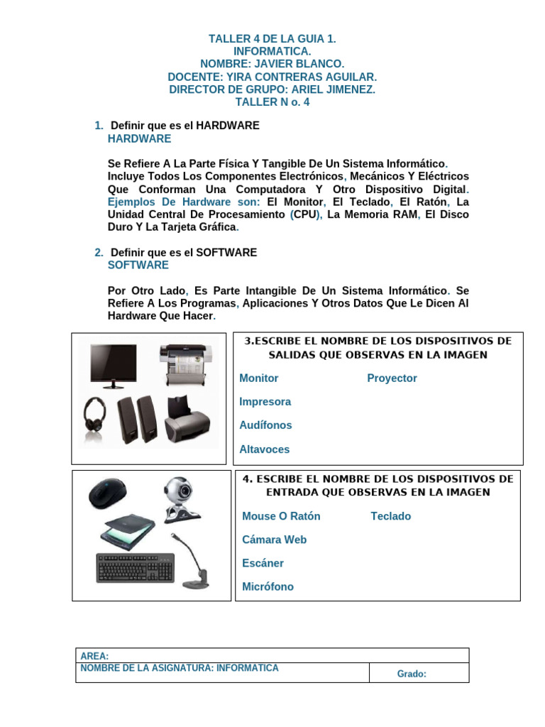 TALLER N O.4 | PDF | Hardware de la computadora | Tecnología de ...