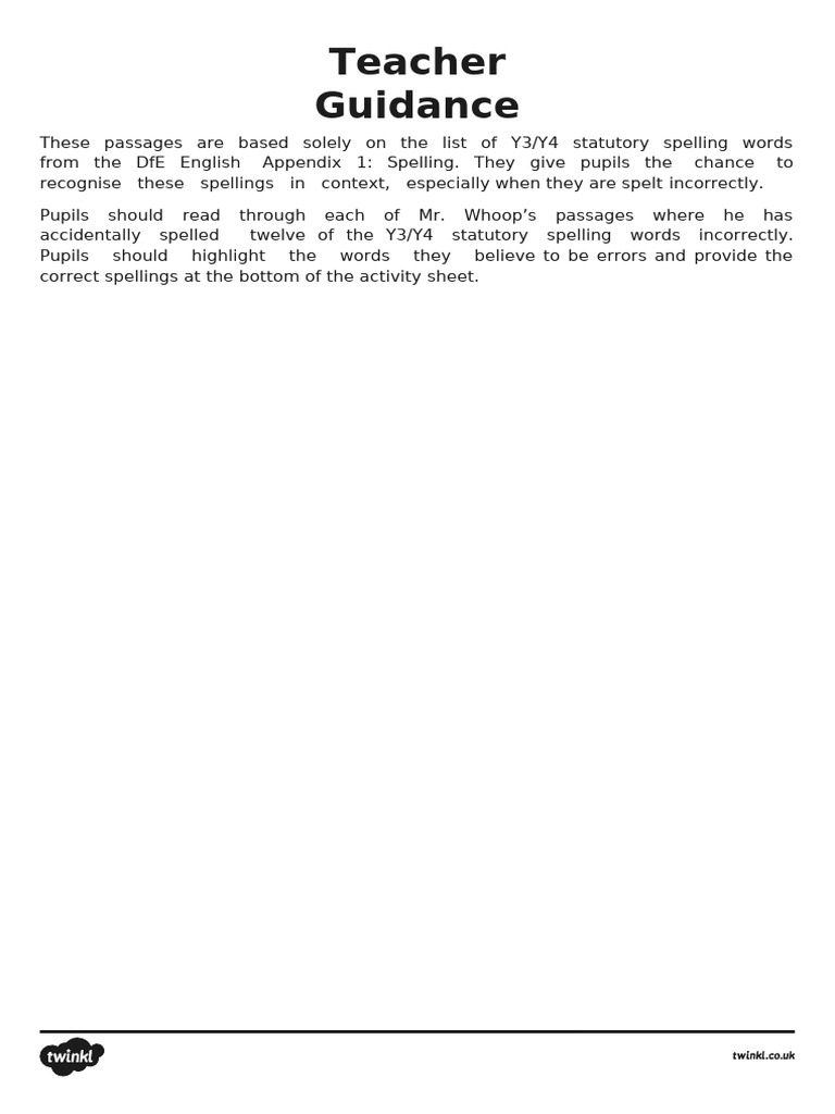 Editable year 3 and 4 statutory spellings pdf