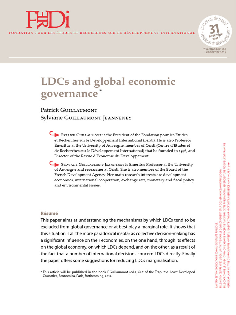 LDCs and Global Economic Governance | PDF | World Trade Organization ...