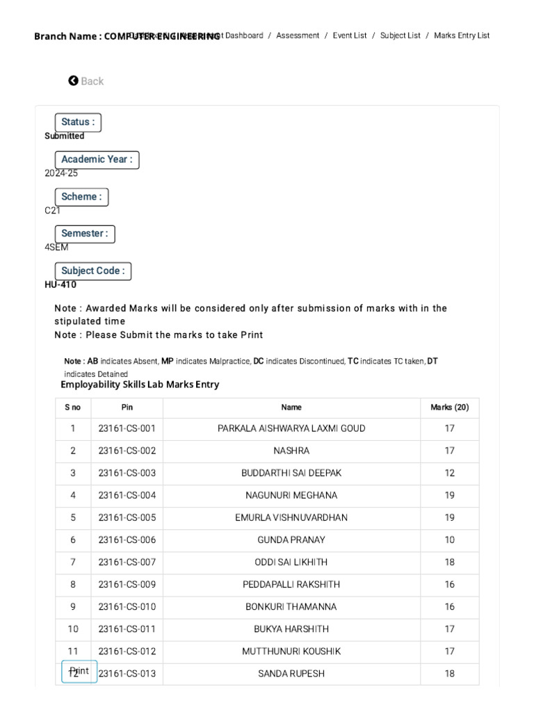 CS 410 Employability Skills Marks | PDF