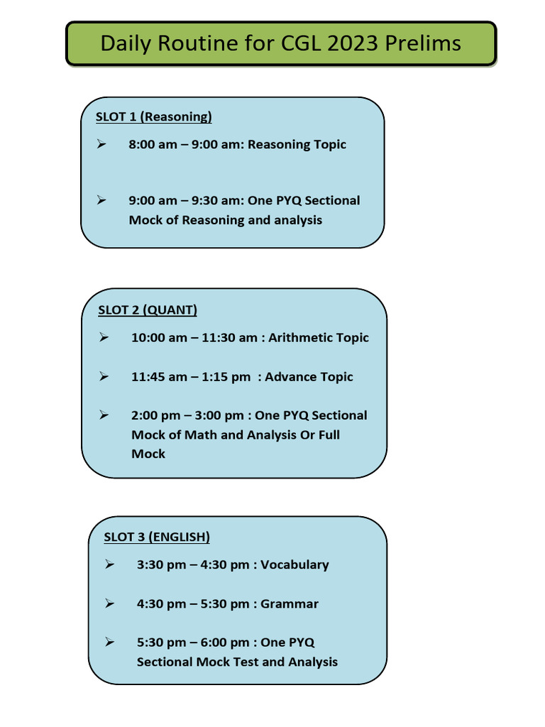 Daily Routine For CGL 23 | PDF