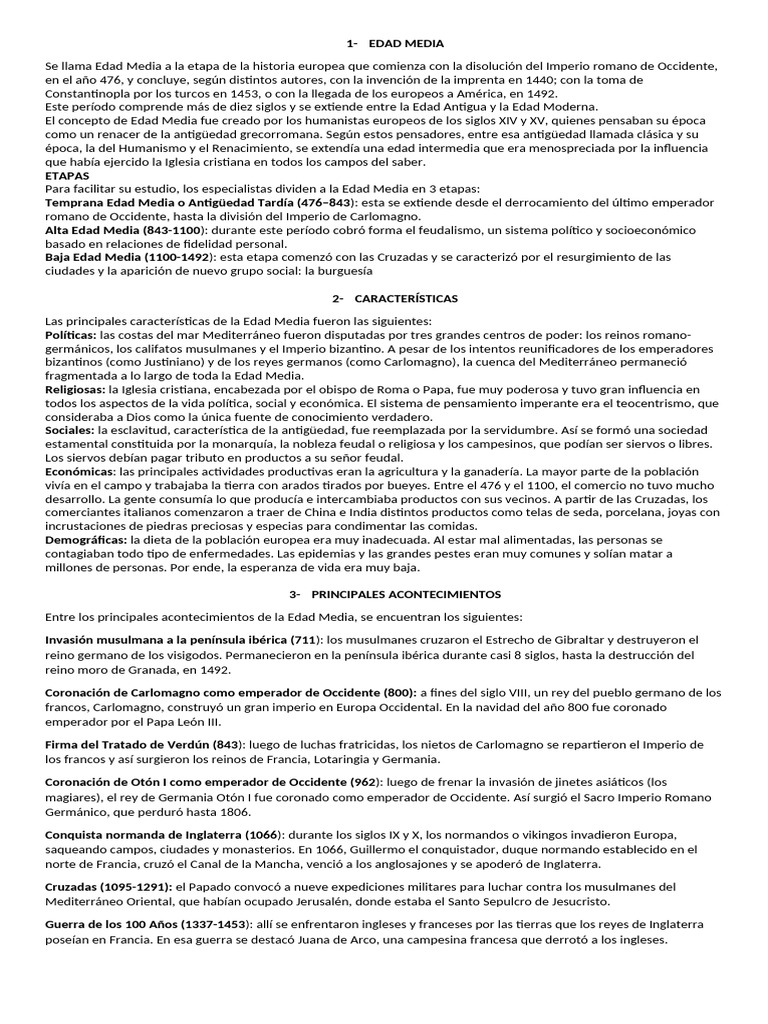 Historia de la Edad Media y su análisis | PDF | Edades medias | imperio ...