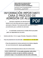 INFORMACIÓN PROCESO DE ADMISIÓN