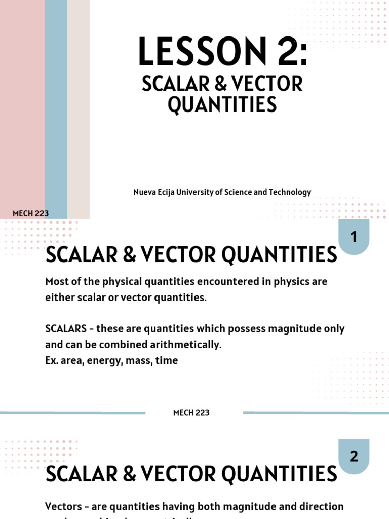 Scalar and Vector Quantities Explained | PDF | Euclidean Vector | Velocity