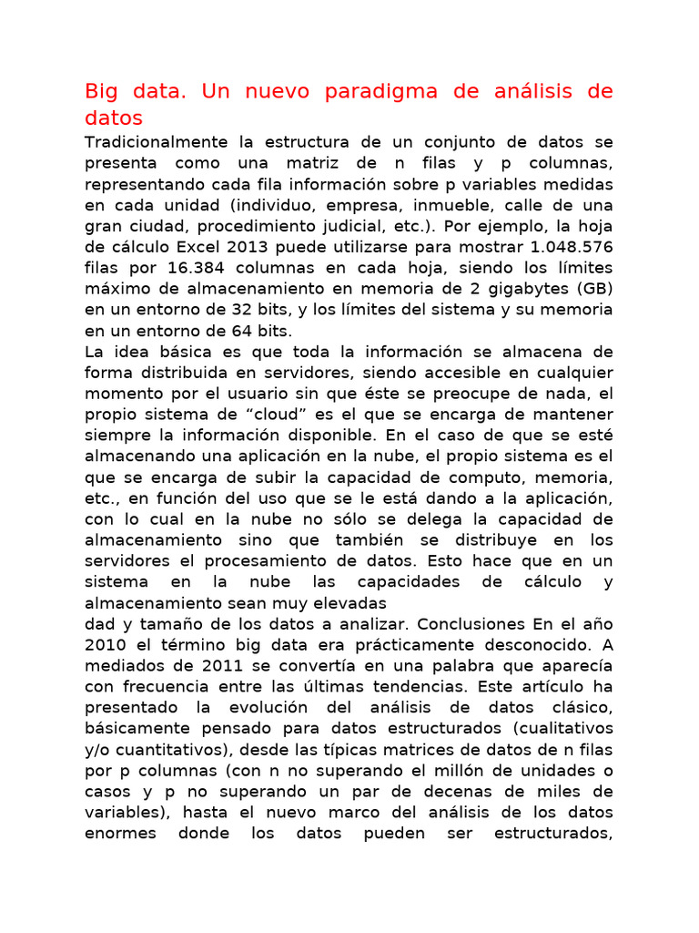 Big Data: Evolución y Análisis de Datos | PDF | Big Data | Computación ...
