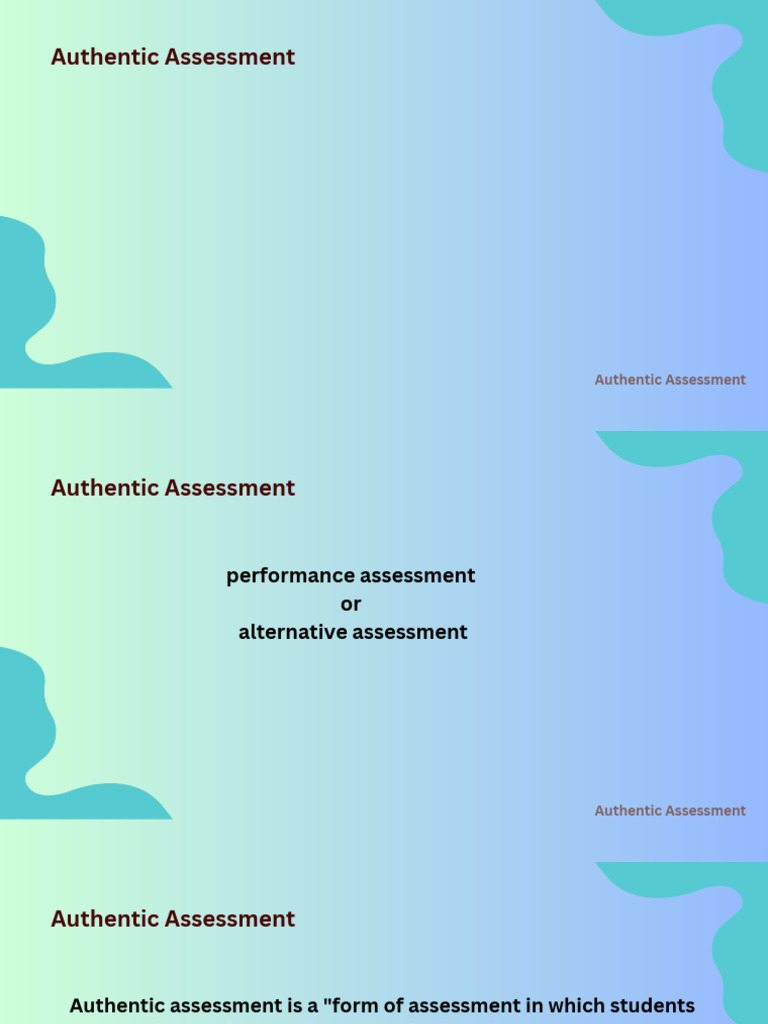 Understanding Authentic Assessment Methods | PDF | Knowledge | Learning
