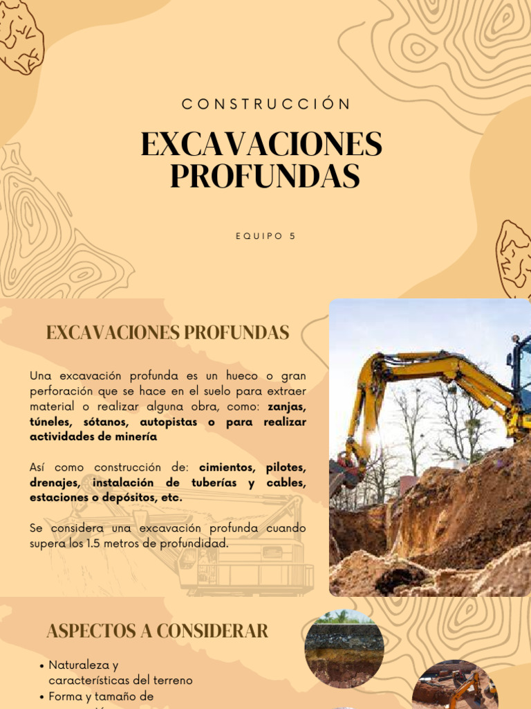 Tipos y Métodos de Excavaciones Profundas | PDF | Equipamiento pesado ...