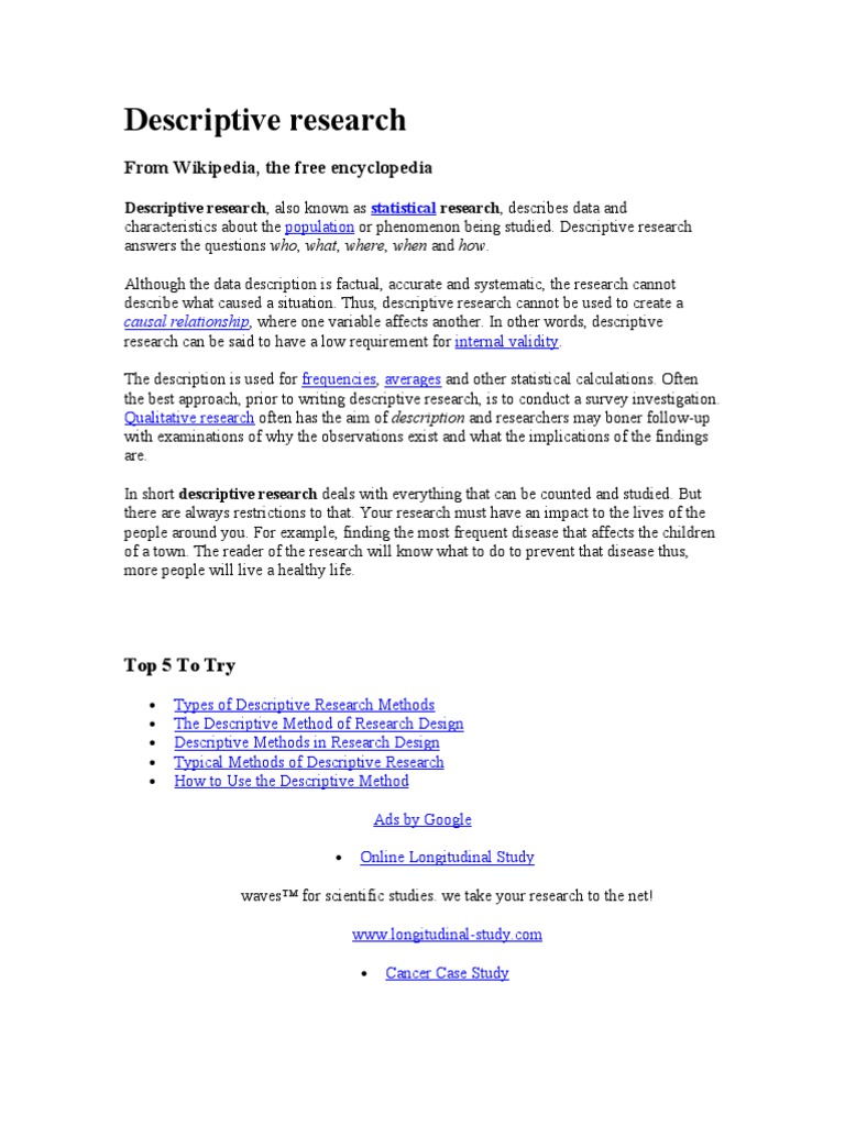 Descriptive Research | Research Design | Statistics