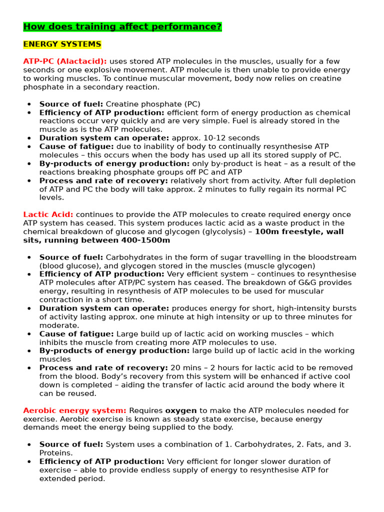 Impact of Training on Energy Systems | PDF | Strength Training | Anxiety