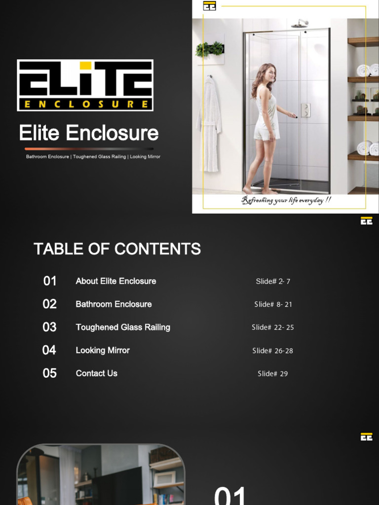 Elite Bathroom Enclosures & Glass Railings | PDF | Shower | Door