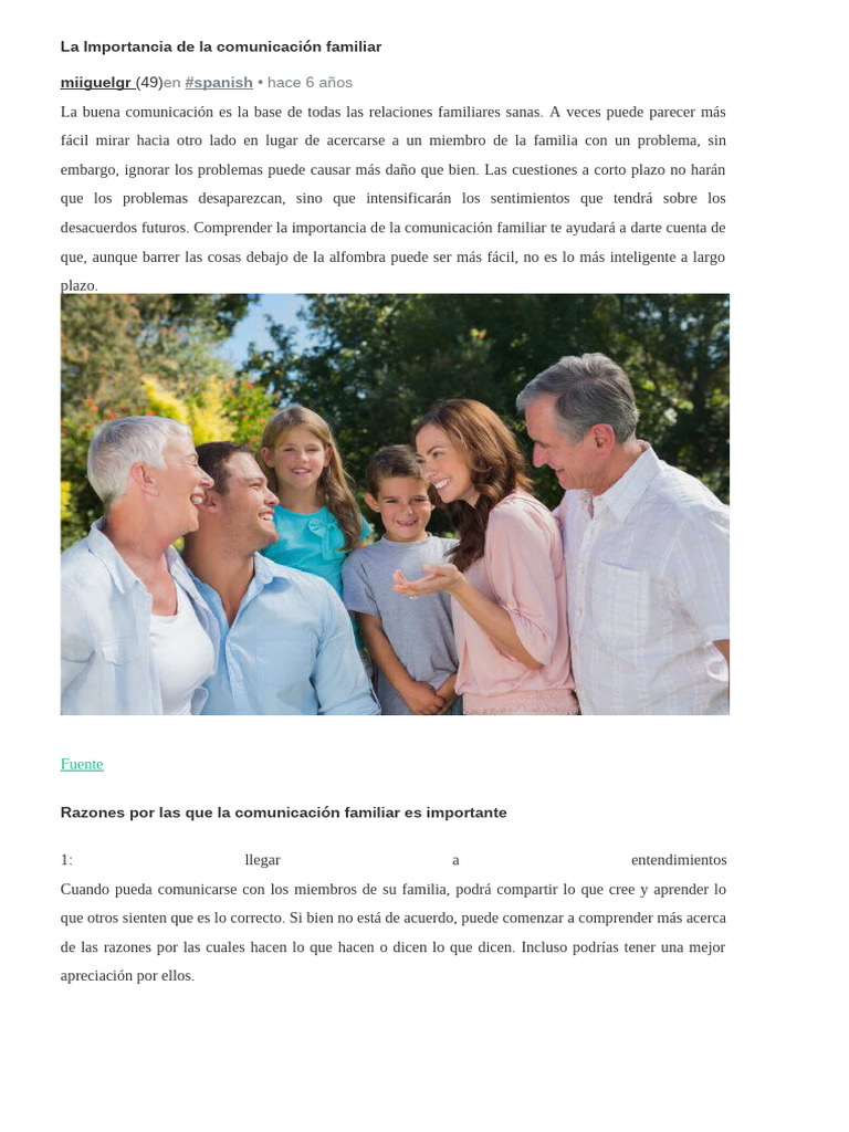 Importancia de la comunicación familiar | PDF