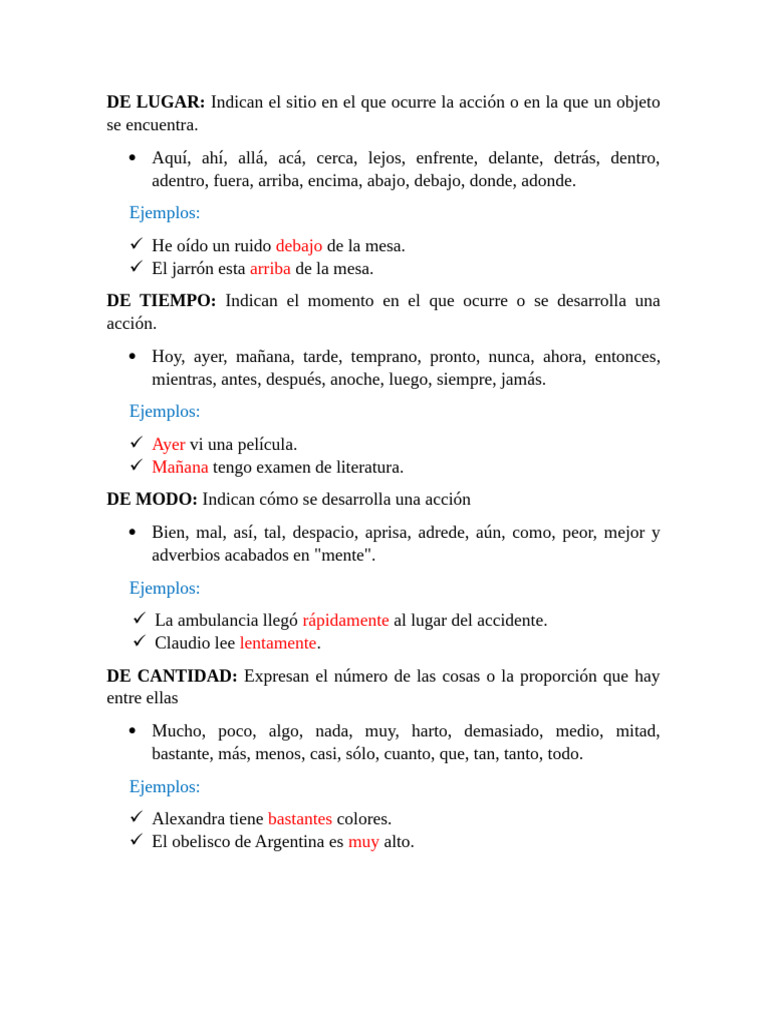 Adverbios de lugar y su uso | PDF | Adverbio