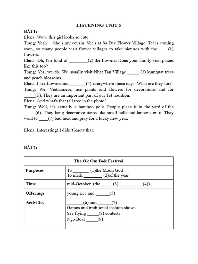 Listening Unit 5 | PDF