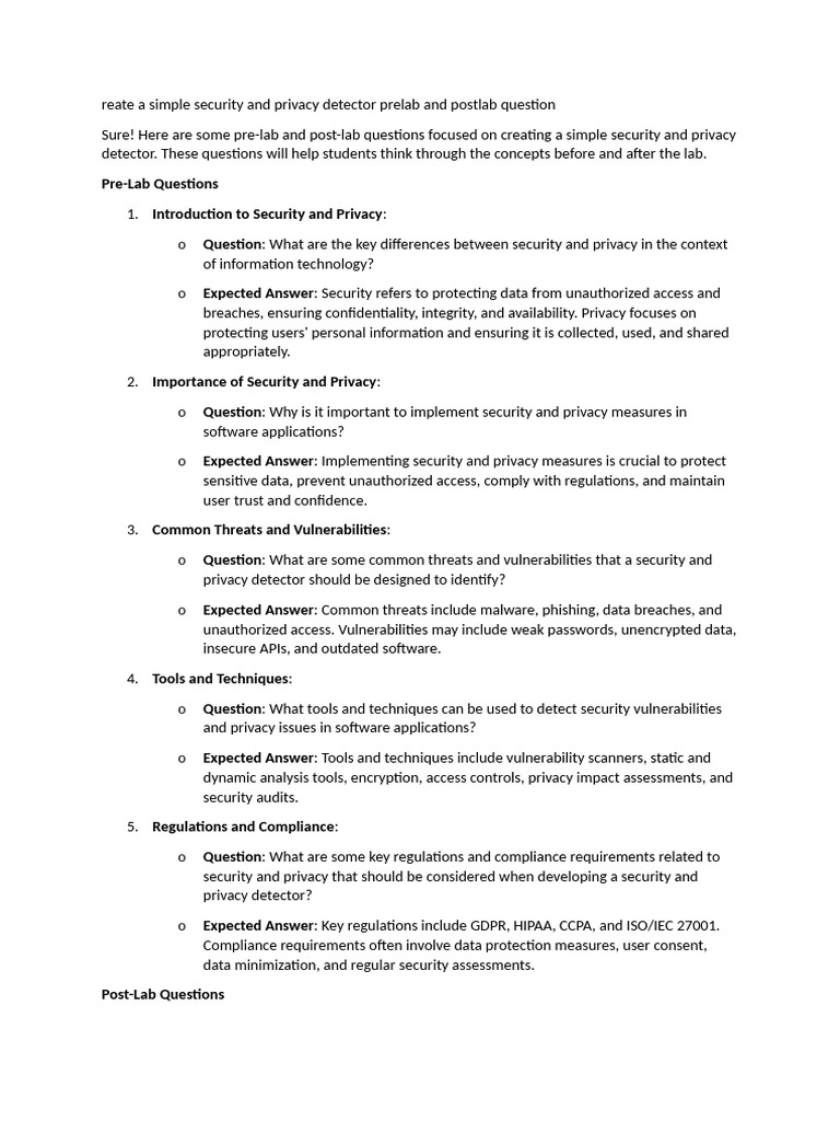 Ex - No.6 Create A Simple Security and Privacy Detector Prelab and ...