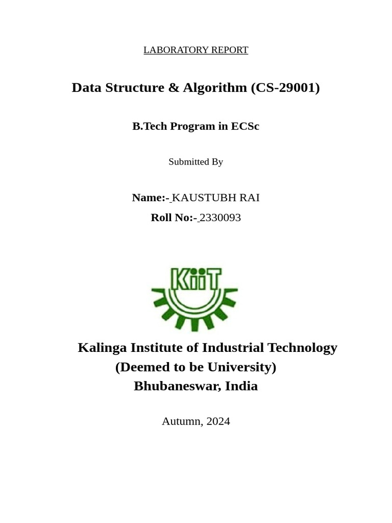 Laboratory Report by Kaustubh Rai | PDF