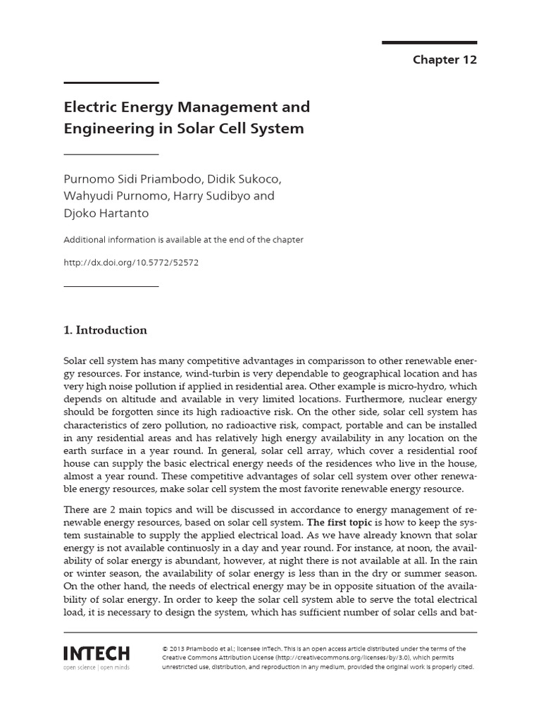Solar Cell System Energy Management | PDF | Direct Current | Power ...