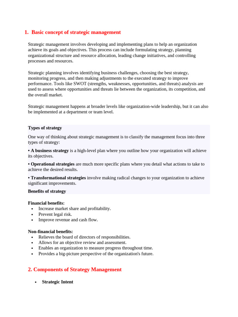 MBA Strategic Management-1 | PDF | Strategic Management | Swot Analysis