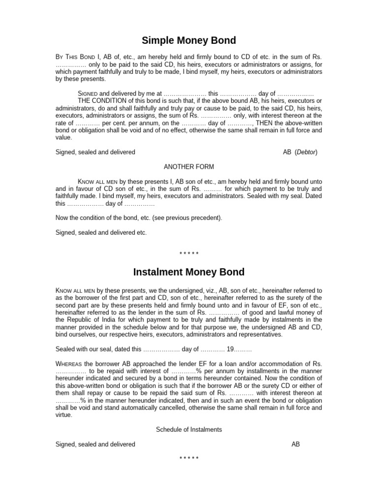 Types of Legal Money Bonds Explained | PDF | Guarantee | Surety