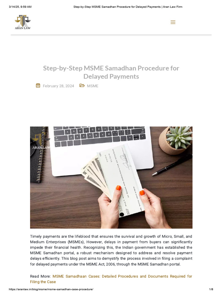MSME Samadhan: Delayed Payment Guide | PDF | Complaint | Interest