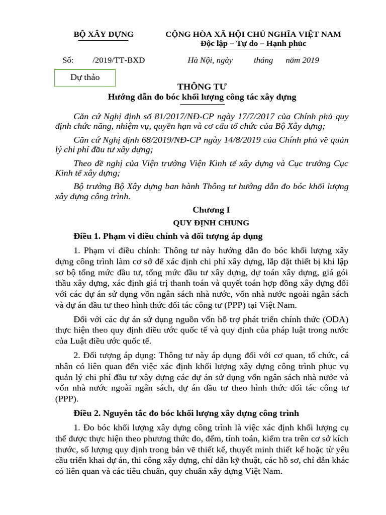 1570147200000DTTT Huong Dan Do Boc Khoi Luong Cong Tac Xay Dung | PDF