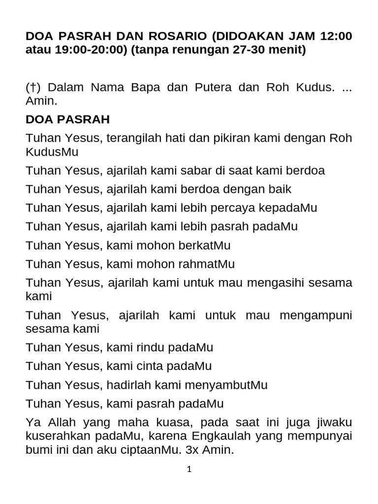 Doa Pasrah dan Rosario Harian | PDF