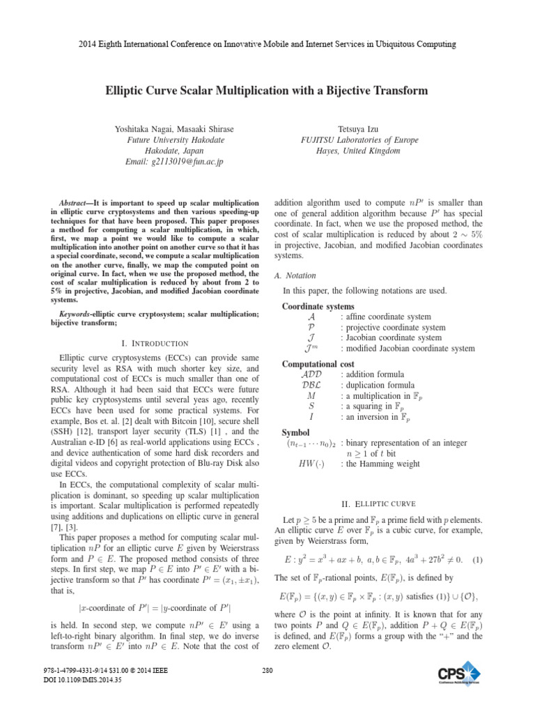 Optimizing Elliptic Curve Scalar Multiplication | PDF