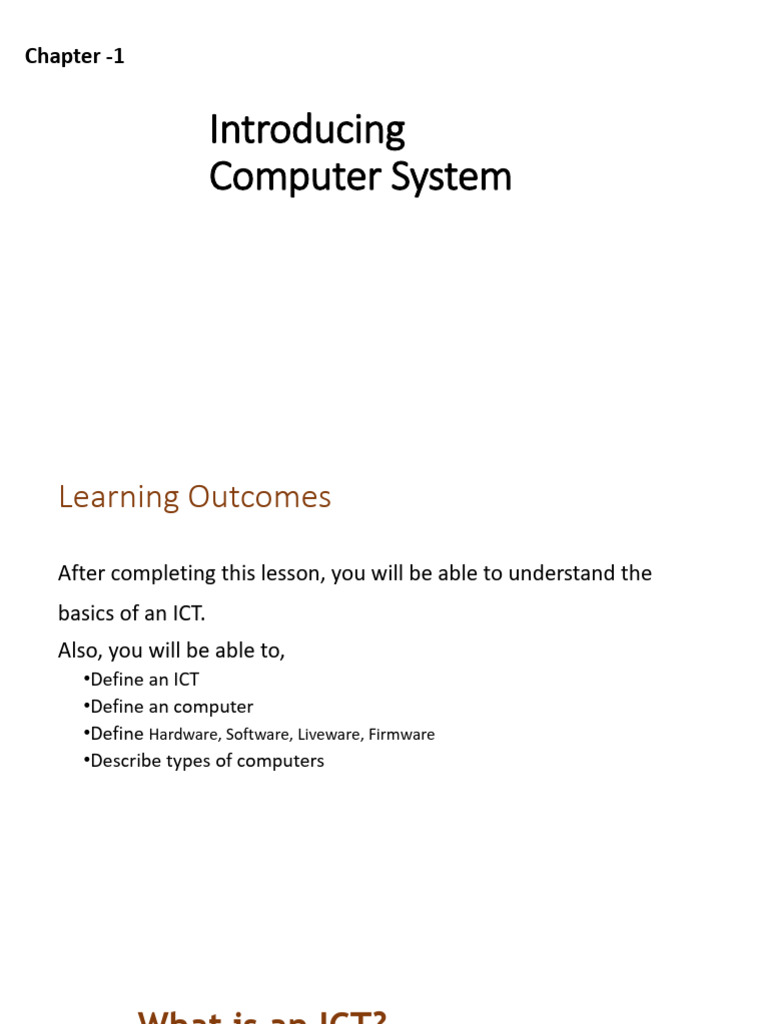 Introduction to Computer Systems and ICT | PDF | Computer Hardware ...