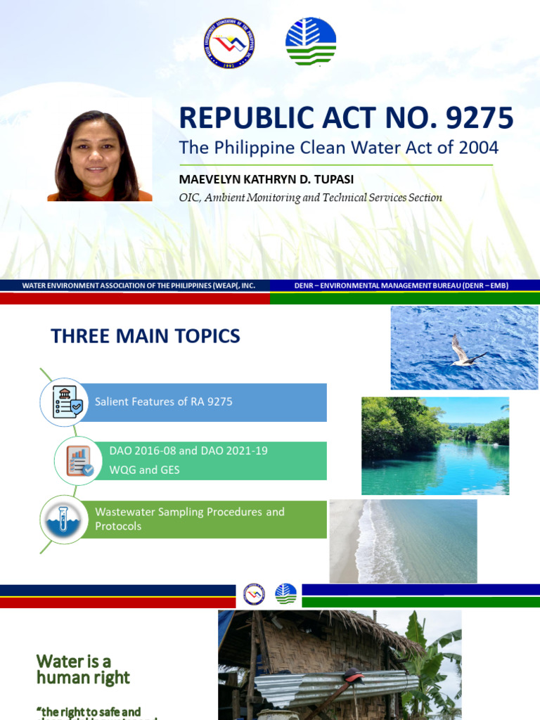 Philippine Clean Water Act Overview | PDF | Water Pollution | Water Quality