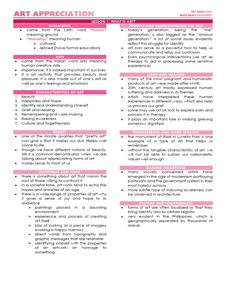 Art Appreciation Midterm Review Guide | PDF | Color | The Arts