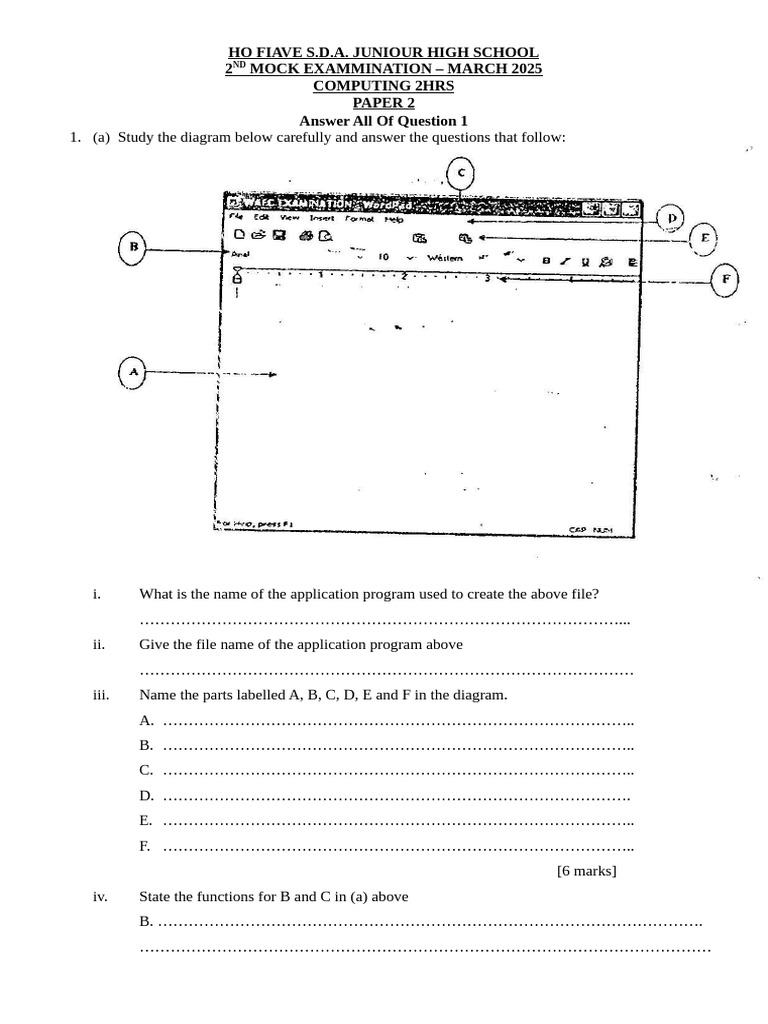 Junior High School Computing Mock Exam | PDF | Input/Output | Computer ...