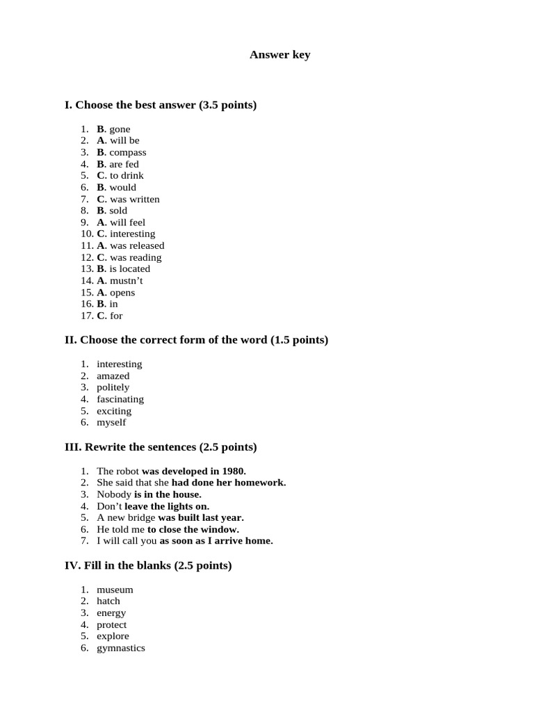 Answer Key | PDF