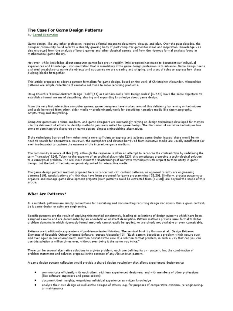 Game Design Patterns Explained | PDF | Game Design | Software Design ...