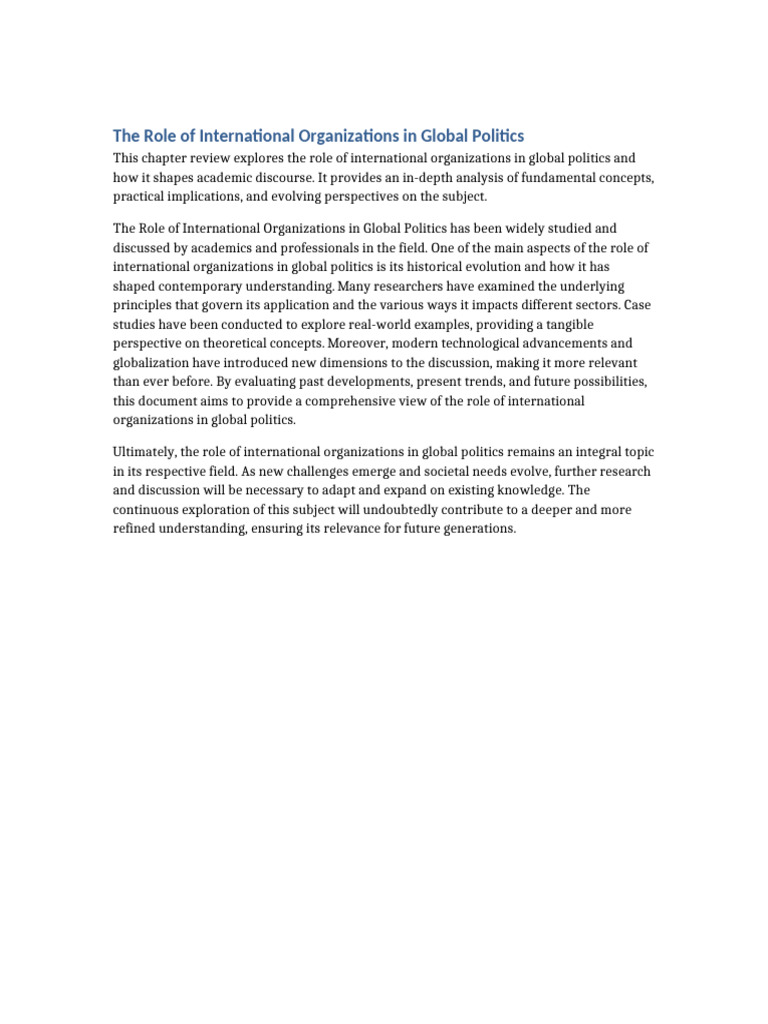 International Organizations in Global Politics | PDF