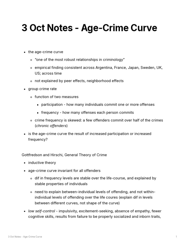 3 Oct Notes - Age-Crime Curve | PDF | Crimes | Crime & Violence