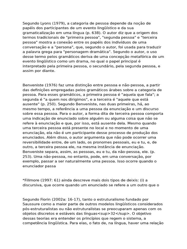 Análise da Categoria de Pessoa na Linguística | PDF | Linguística ...