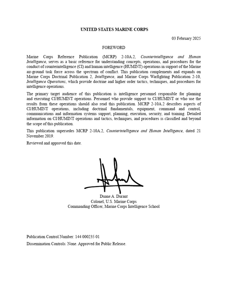 Marine Corps CI/HUMINT Operations Guide | PDF | Counterintelligence ...