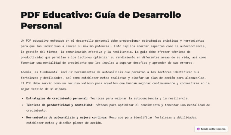 PDF Educativo Guia de Desarrollo Personal | PDF