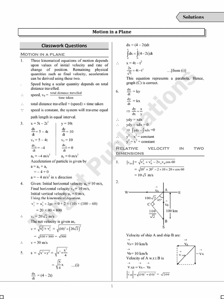 Motion in A Plane | PDF