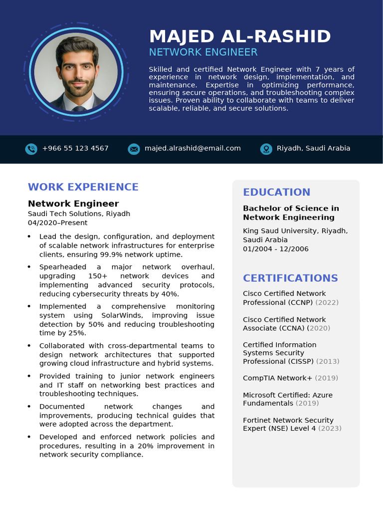 Majed Al-Rashid: Network Engineer Profile | PDF | Computer Network ...