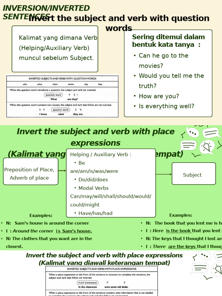 Inverted Sentences Explained | PDF | Verb | Subject (Grammar)