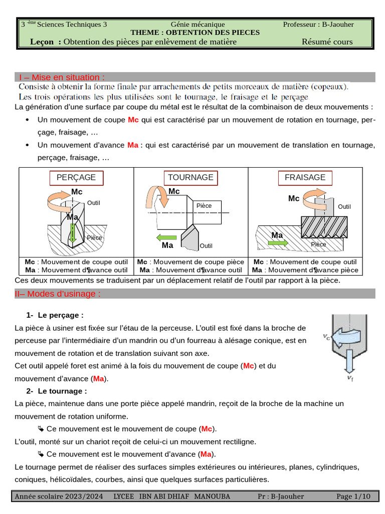 Usinage et obtention des pièces mécaniques | PDF | Usinage | Perçage
