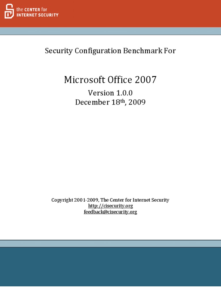 CIS Microsoft Office 2007 Benchmark V1 0 0 PDF Group Policy 