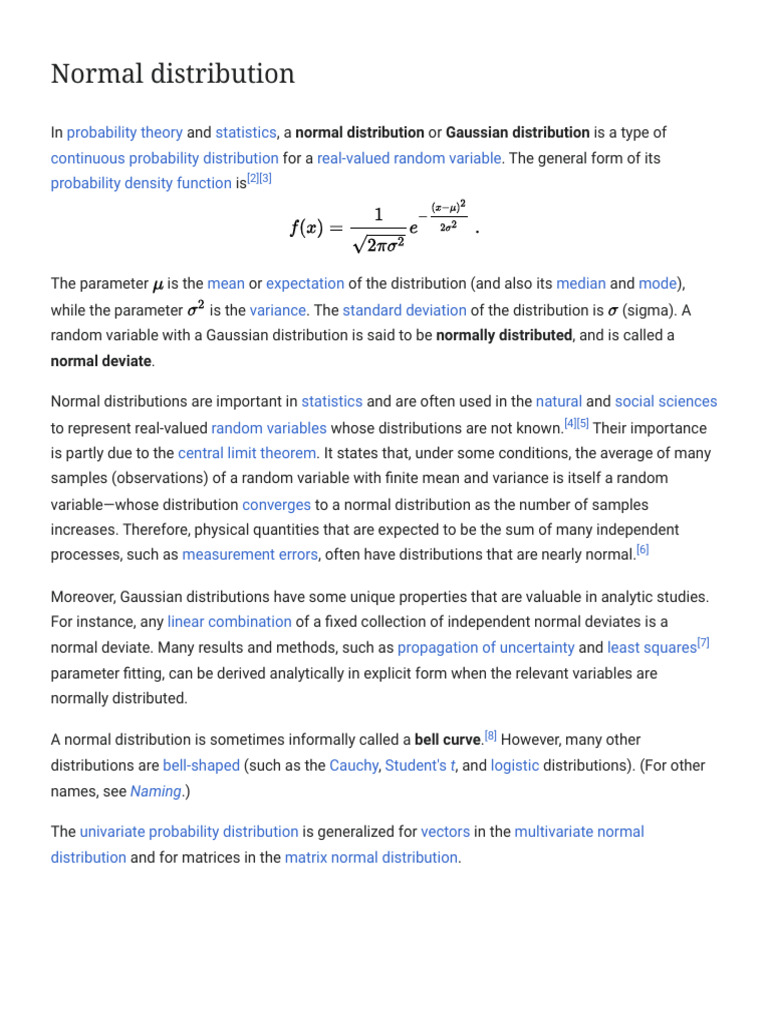 Normal Distribution - WikipediaTheory of Estimation | PDF | Normal ...