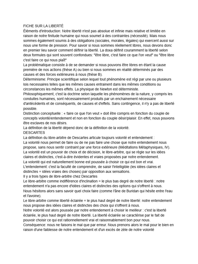 Liberté et Déterminisme : Perspectives Philosophiques | PDF | Libre ...