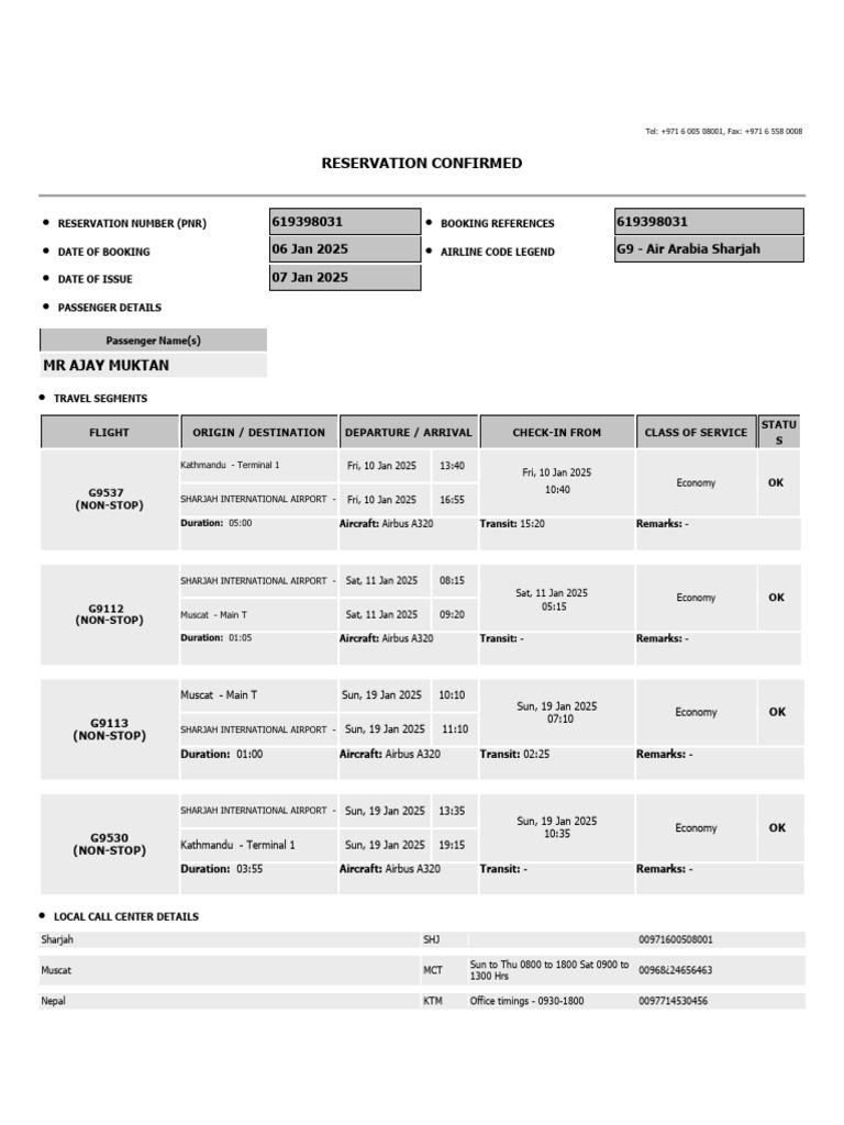 G9113 Flight Status Confirmation | PDF | Aircraft | Airlines