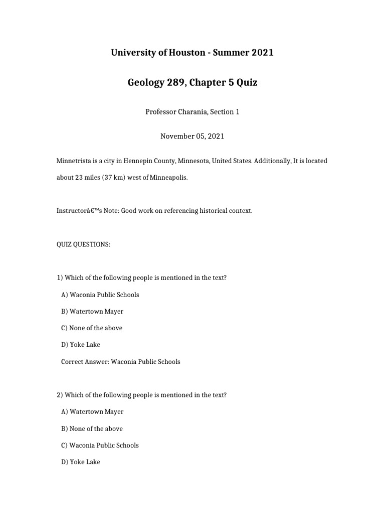 Geology 289 Chapter 5 Quiz | PDF